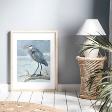 Great Blue Heron on Branch Print
