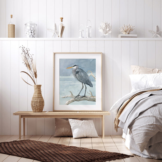 Great Blue Heron on Branch Print