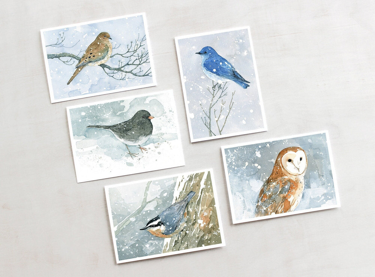 Winter Birds Watercolor Card Set II