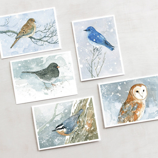 Winter Birds Watercolor Card Set II