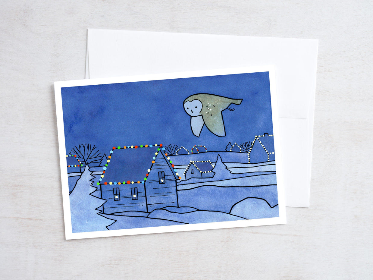 Owls Christmas Holiday Card Set I
