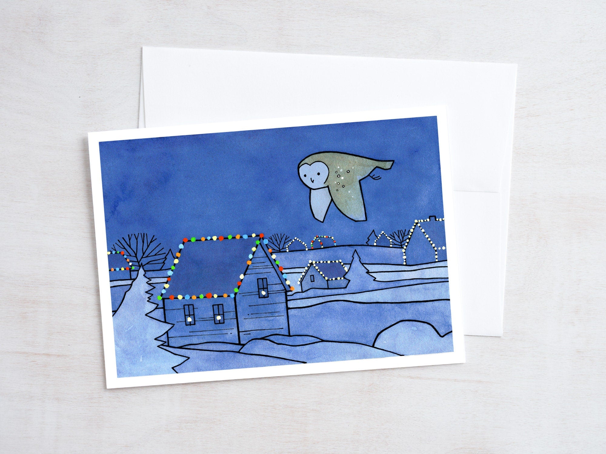 Owls Christmas Holiday Card Set I