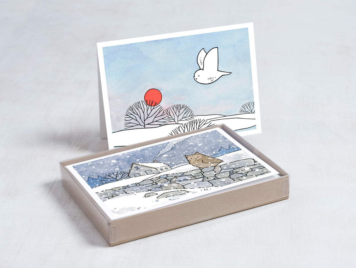Owls Christmas Holiday Card Set I