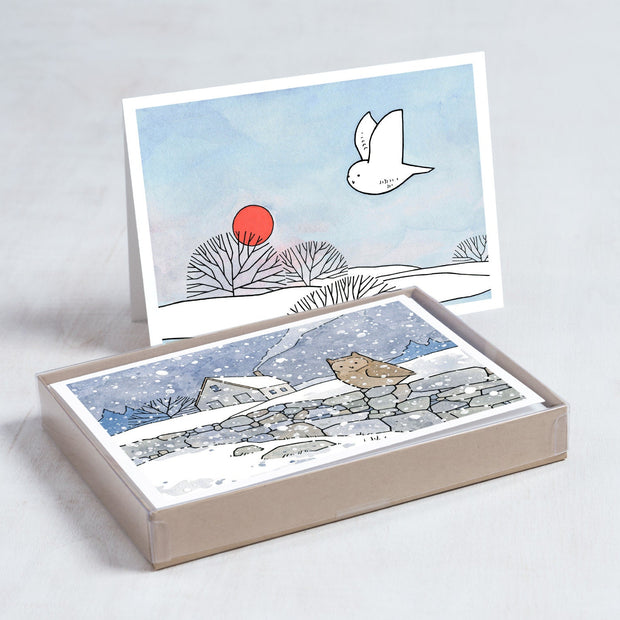Owls Christmas Holiday Card Set I
