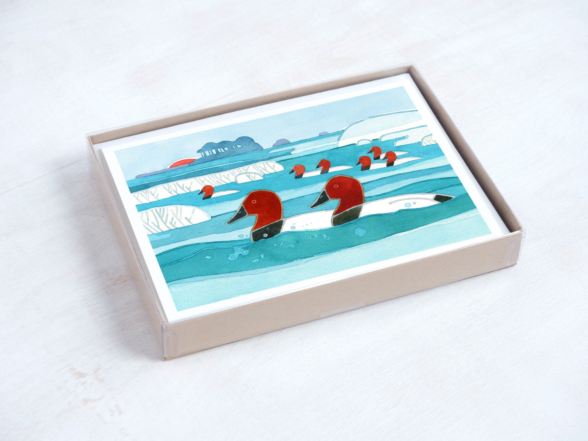 Canvasback Ducks Winter Holiday Card Set