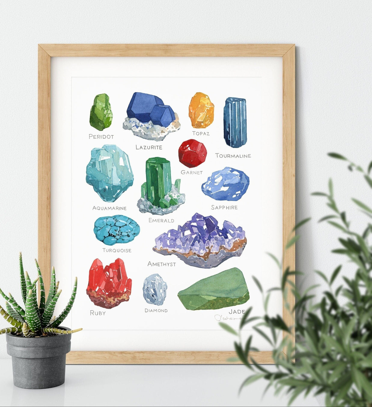 Gemstones Watercolor Print