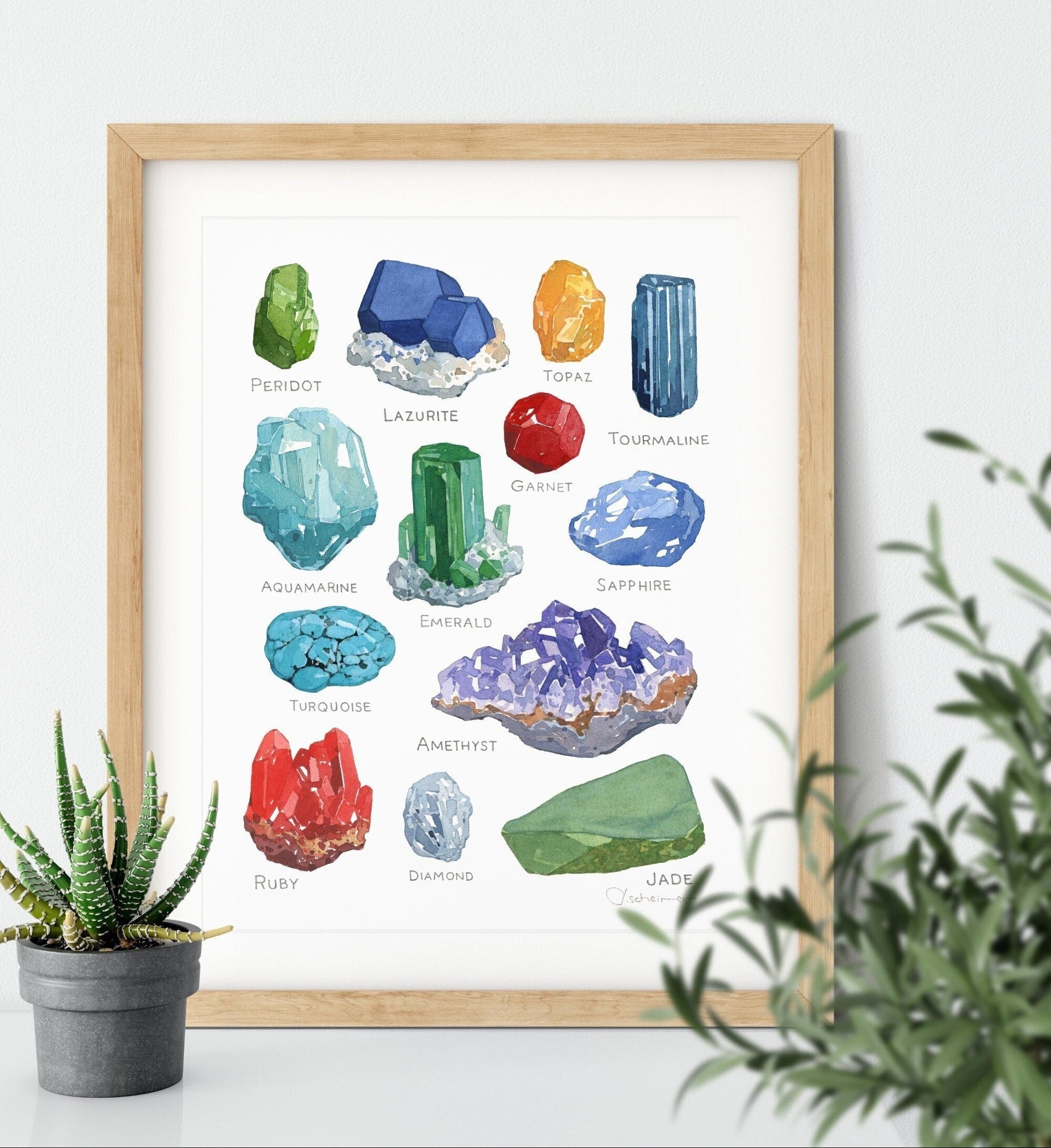 Gemstones Watercolor Print