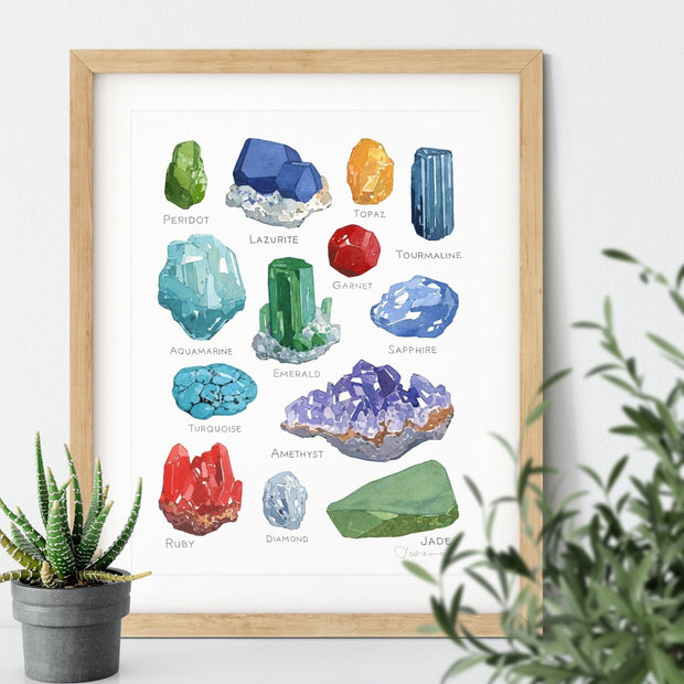 Gemstones Watercolor Print