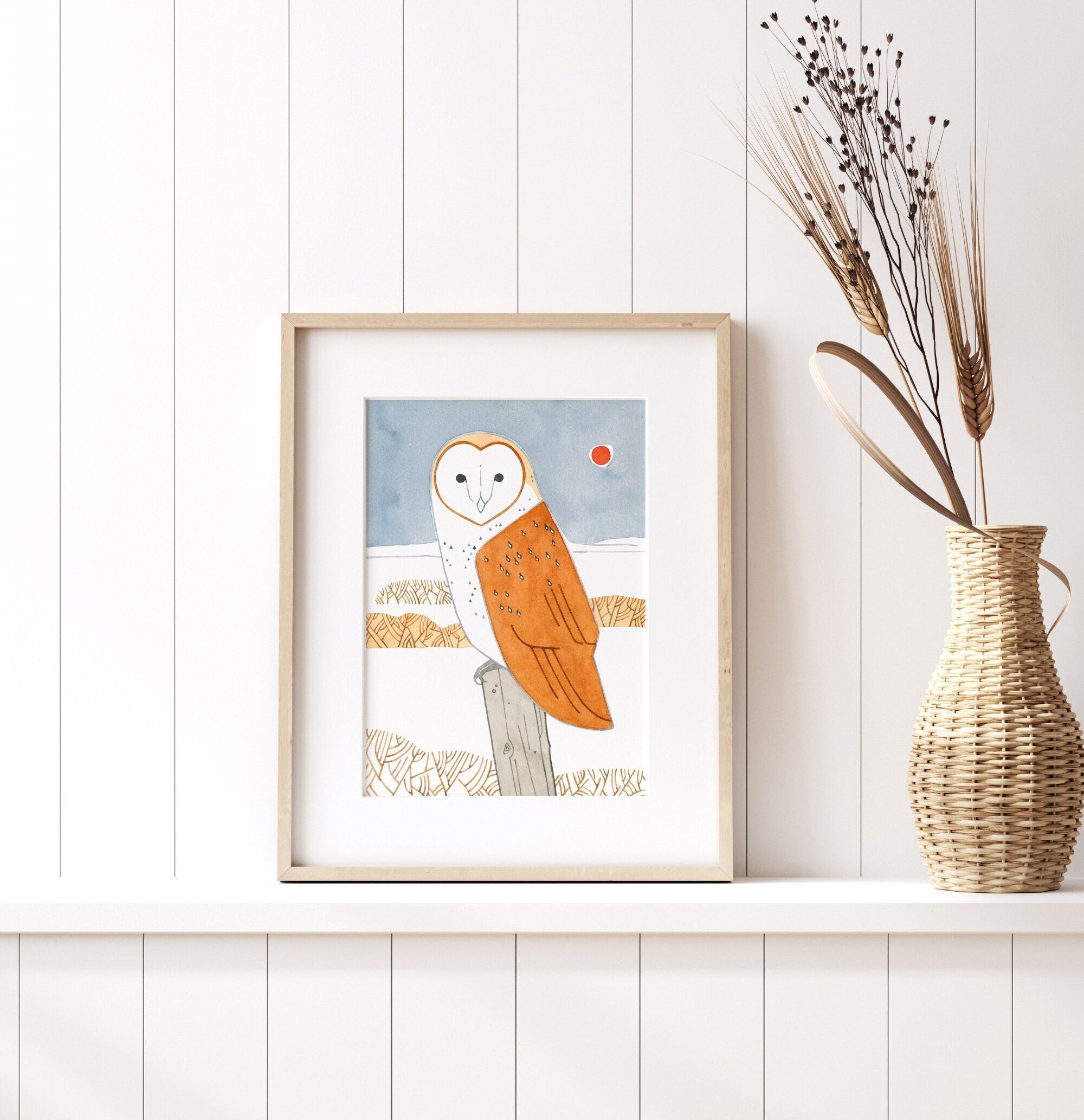 Barn Owl Winter Print
