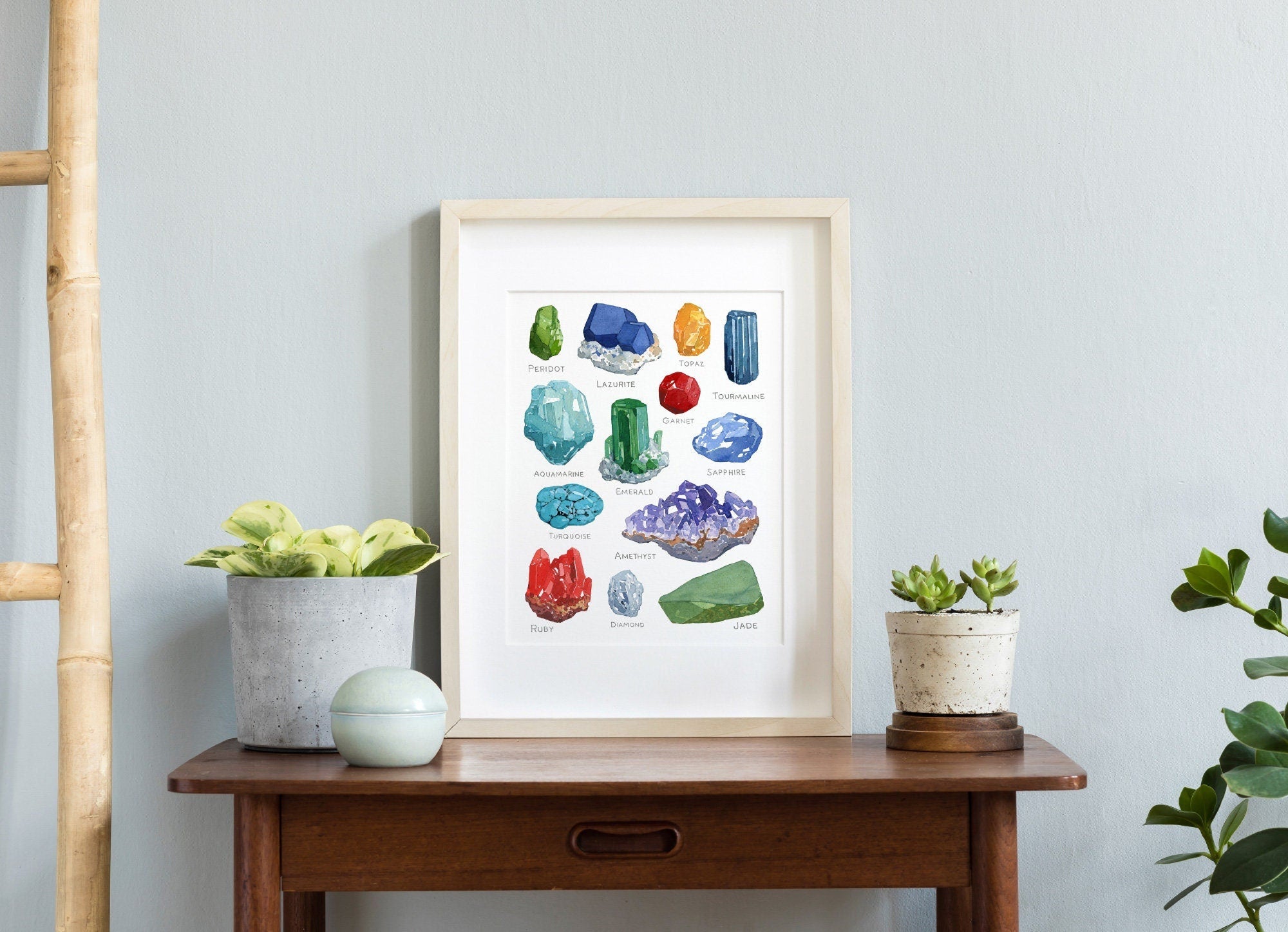 Gemstones Watercolor Print