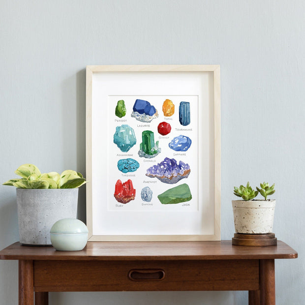 Gemstones Watercolor Print