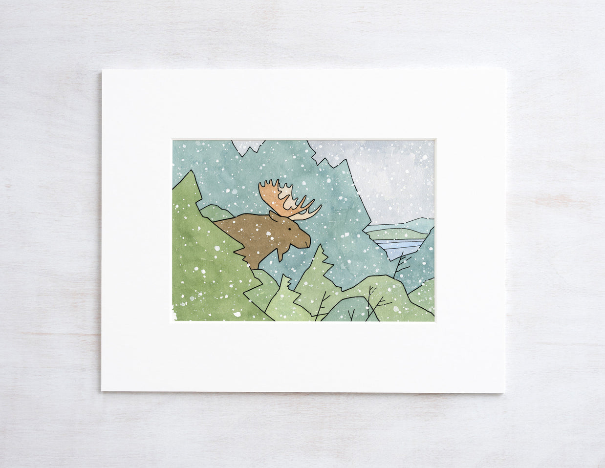 Moose in Snow Art Print