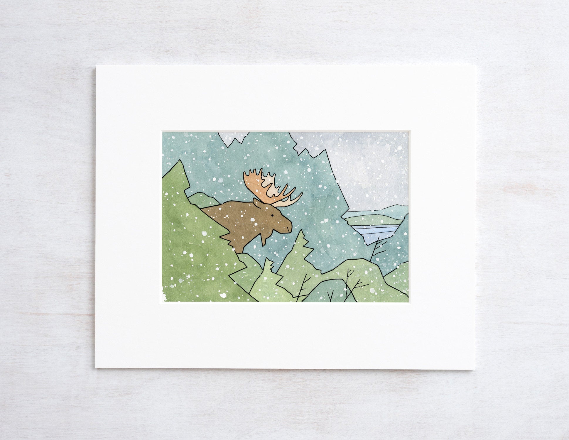 Moose in Snow Art Print