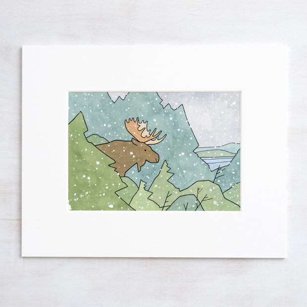 Moose in Snow Art Print