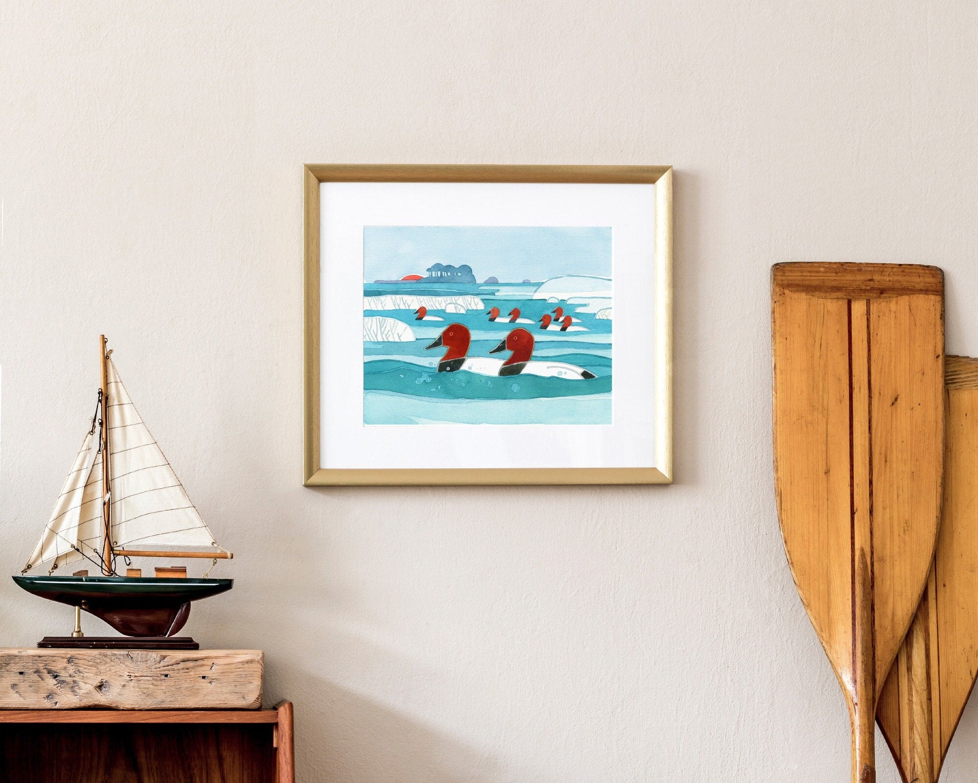Canvasbacks Ducks in Winter Print