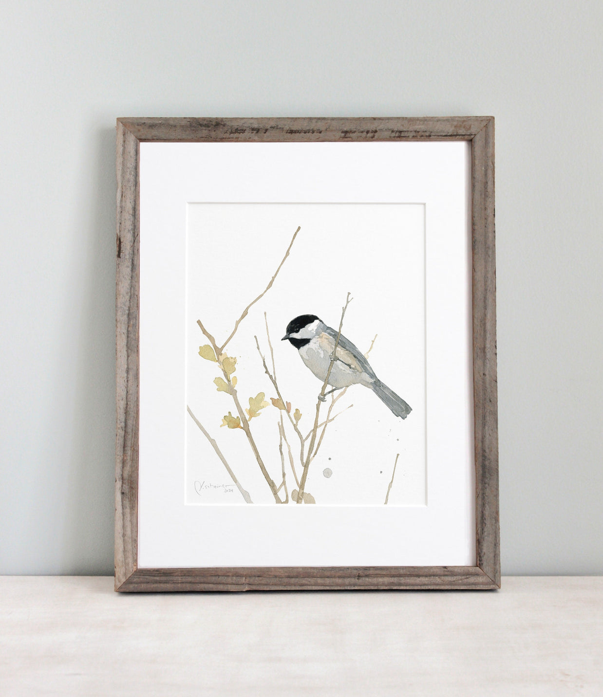 Chickadee On Branch Print
