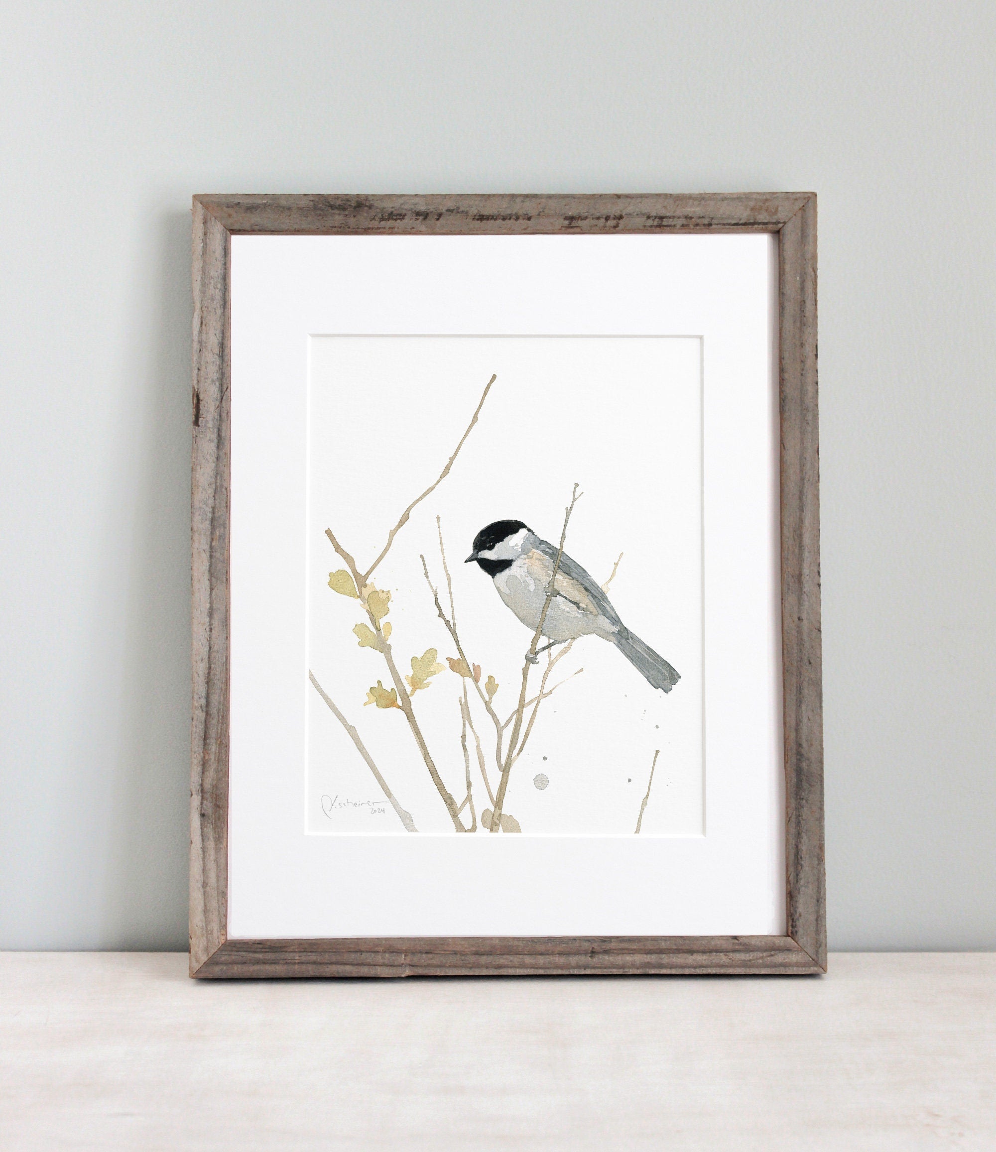 Chickadee On Branch Print