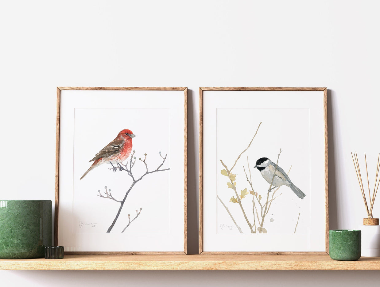 Chickadee On Branch Print