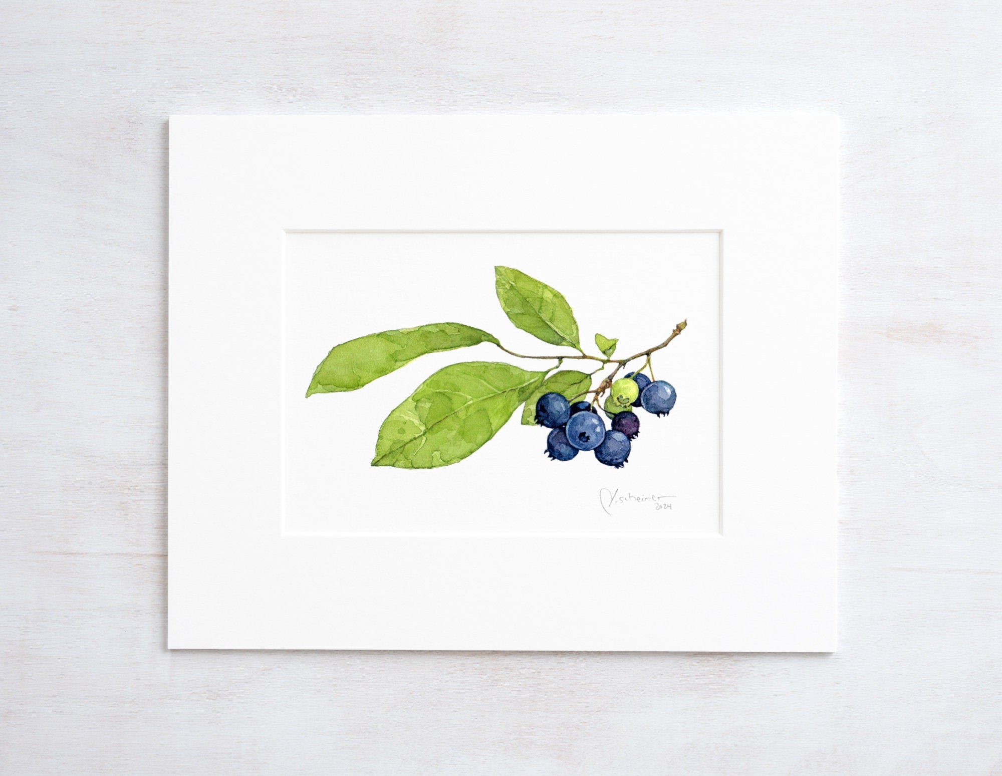 Blueberries Watercolor Print: Botanical Wall Art