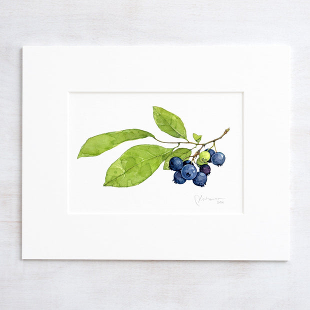 Blueberries Watercolor Print: Botanical Wall Art