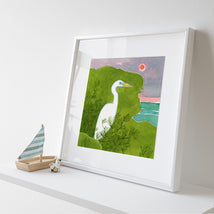 Egret Watercolor Illustration Print