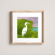 Egret Watercolor Illustration Print