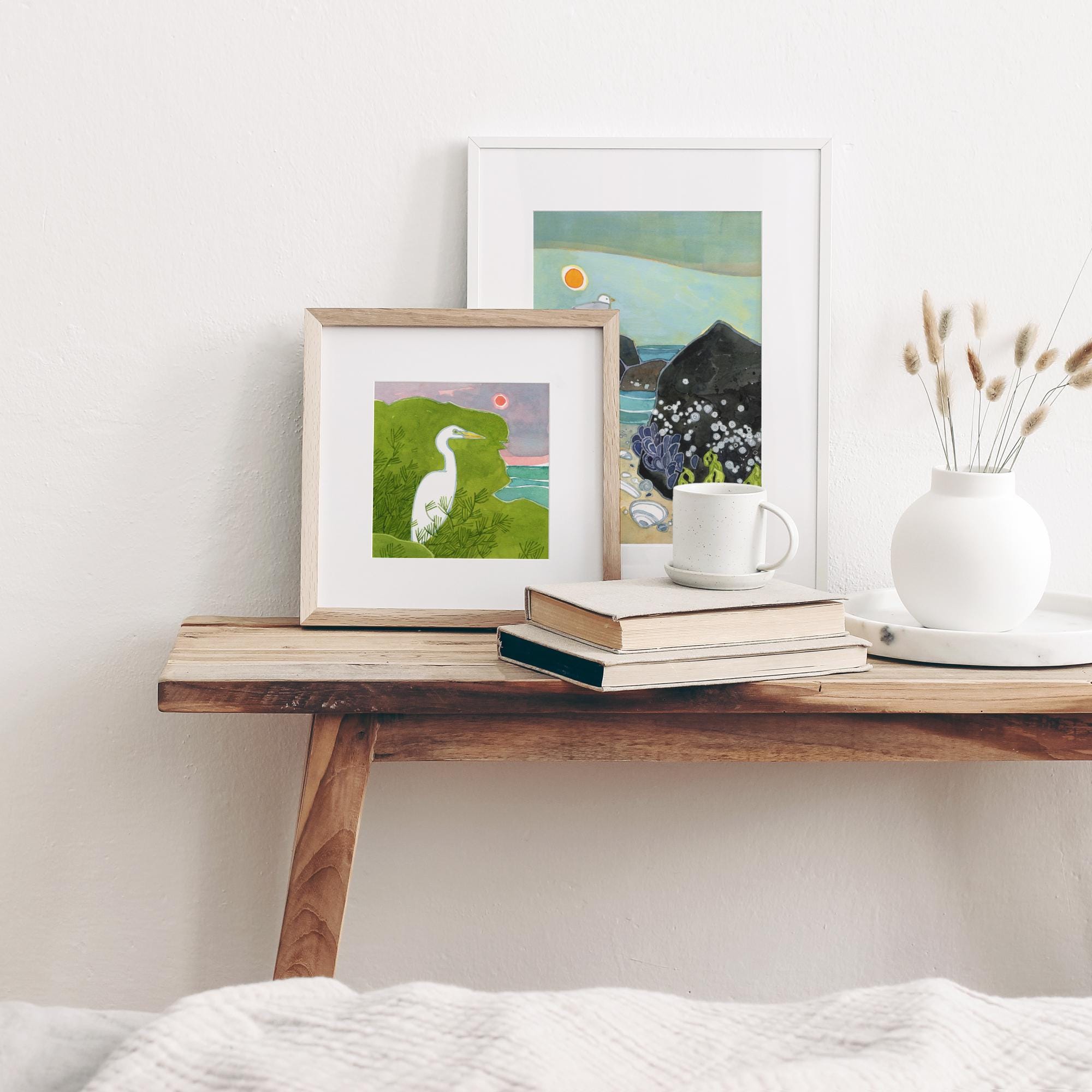 Egret Watercolor Illustration Print