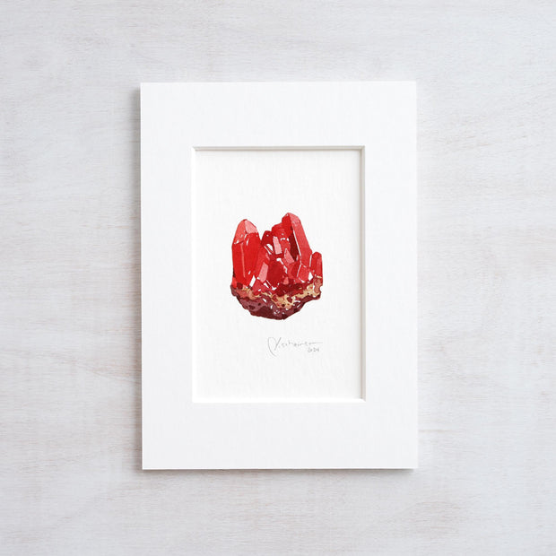 Original Ruby Crystal Watercolor Painting