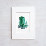 Original Emerald Crystal Watercolor Painting