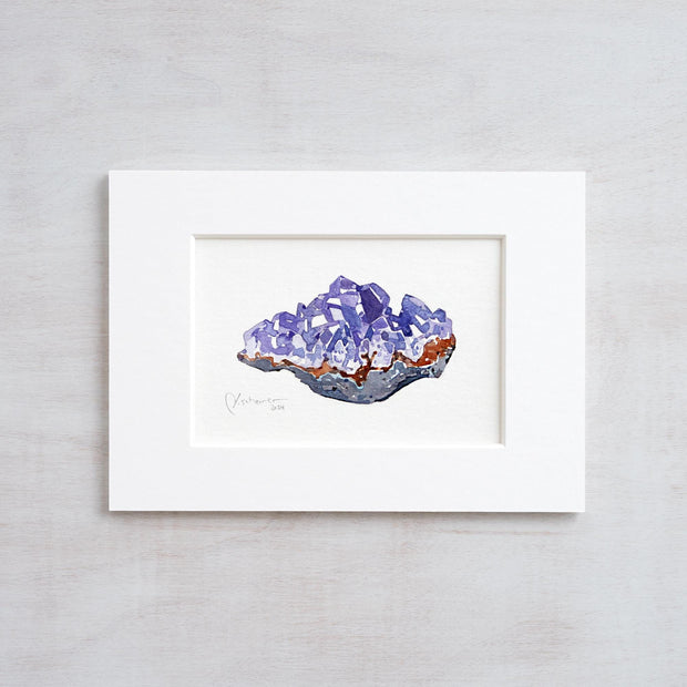 Amethyst Crystal Original Watercolor Painting