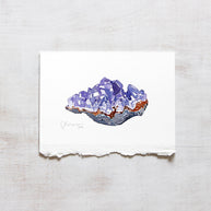 Amethyst Crystal Original Watercolor Painting