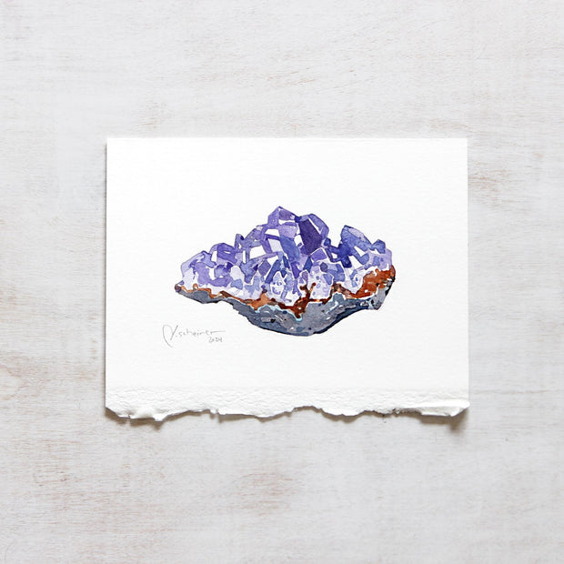 Amethyst Crystal Original Watercolor Painting