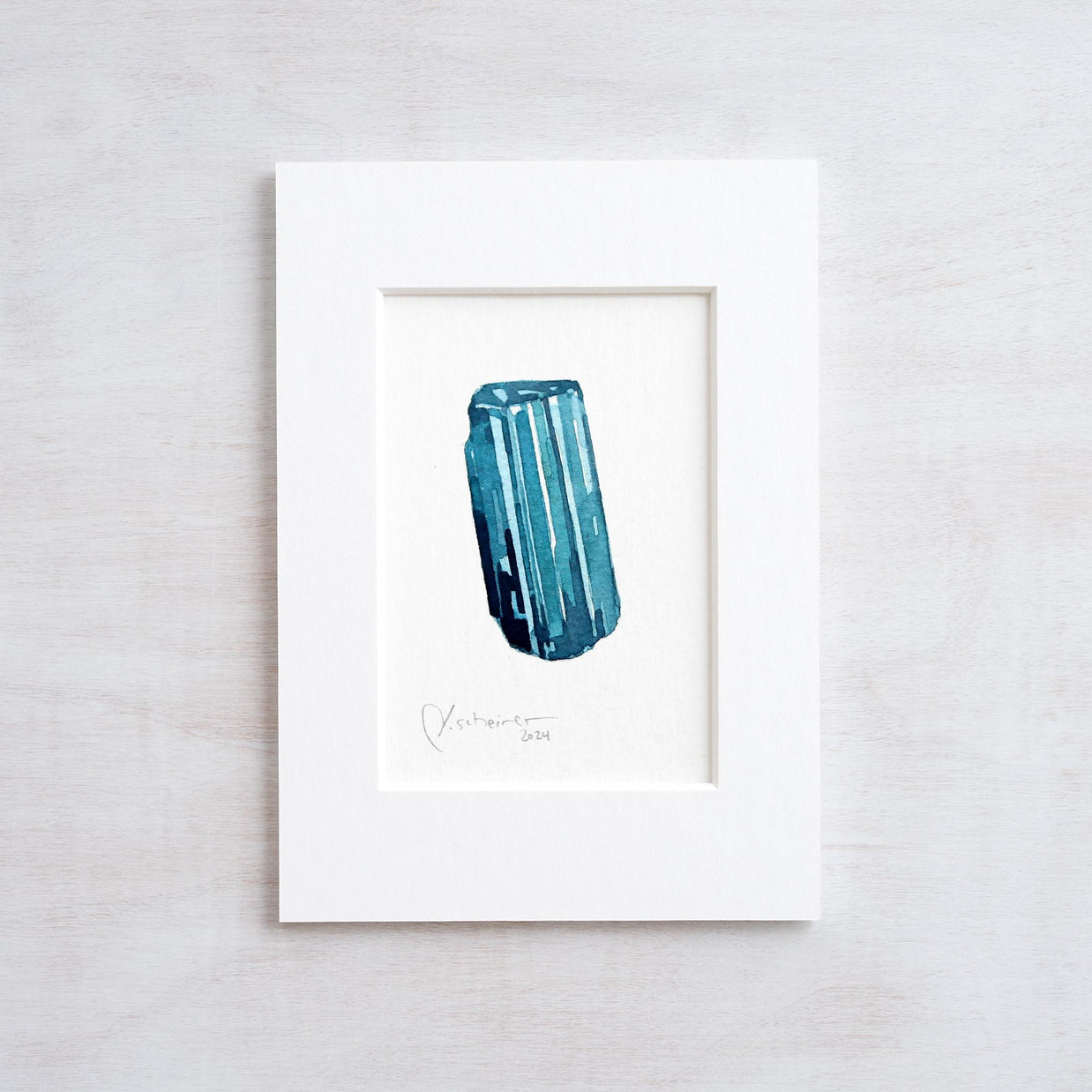 Original Tourmaline Crystal Watercolor Painting
