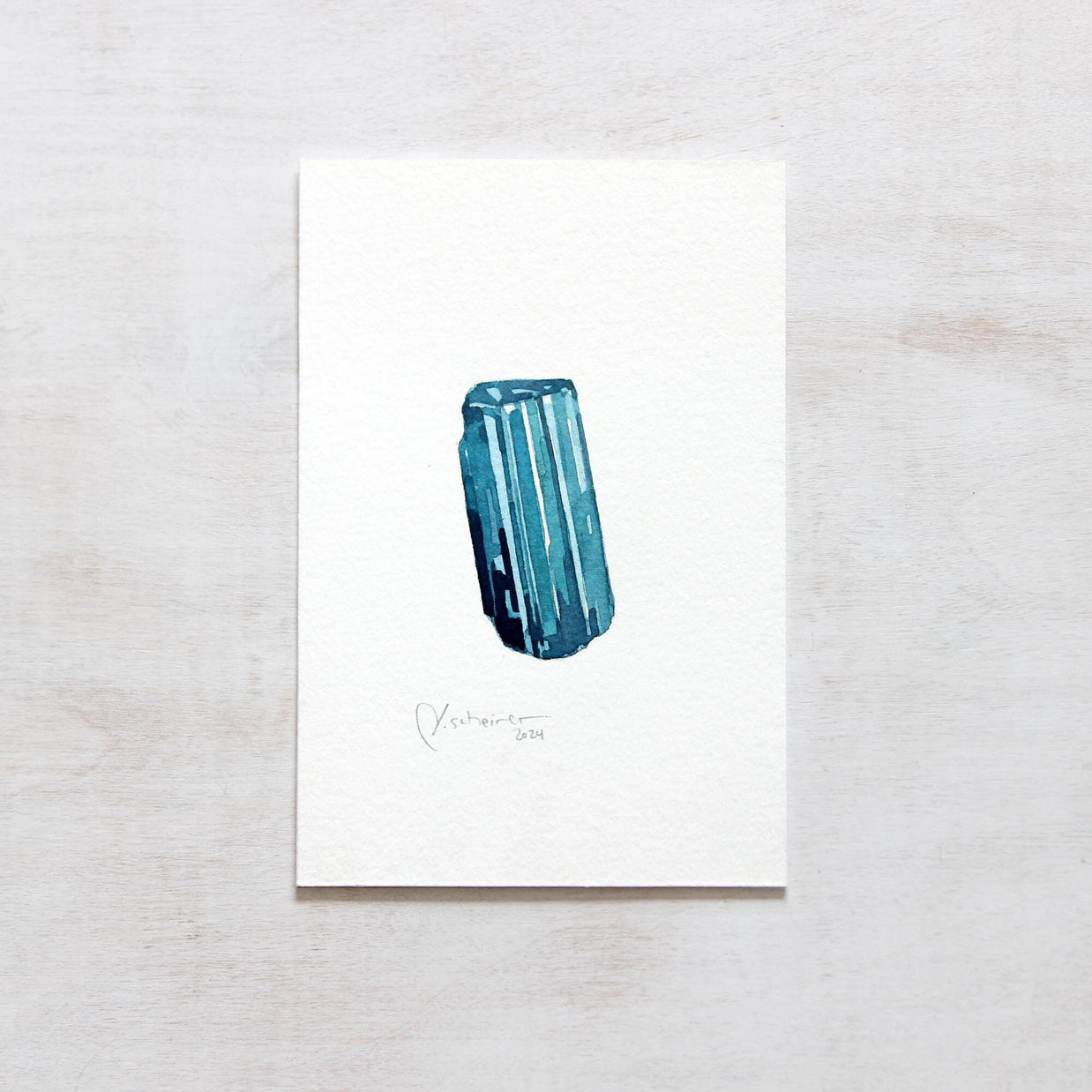 Original Tourmaline Crystal Watercolor Painting