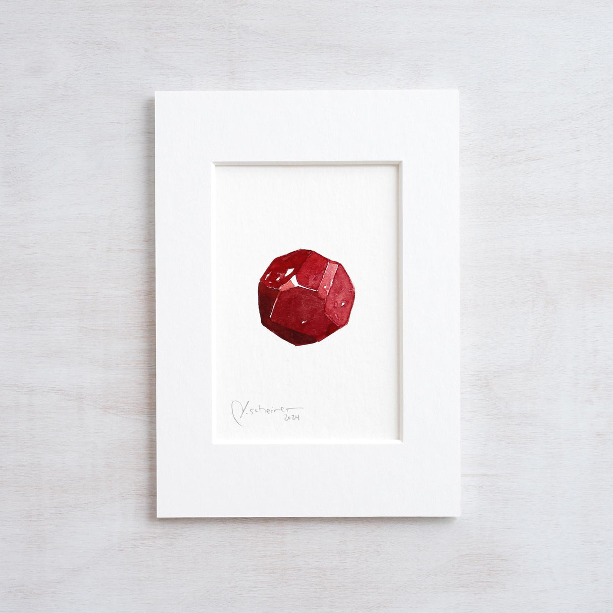 Original Garnet Crystal Watercolor Painting