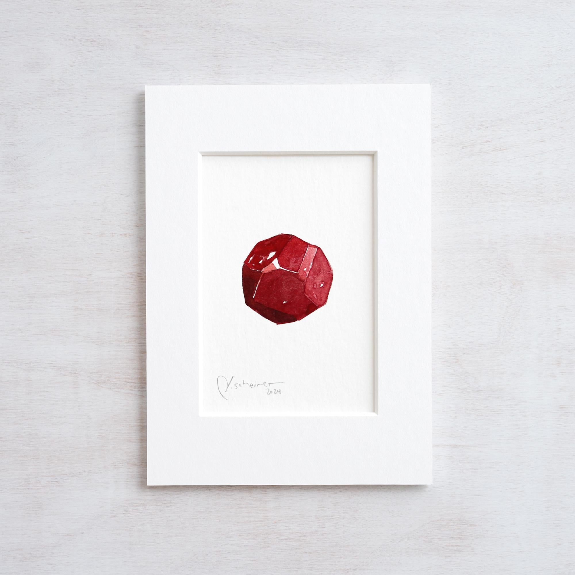 Original Garnet Crystal Watercolor Painting