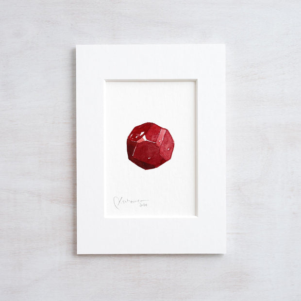 Original Garnet Crystal Watercolor Painting