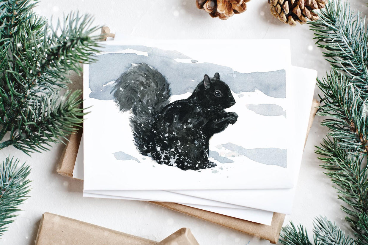 Black Squirrel in Snow Card Set