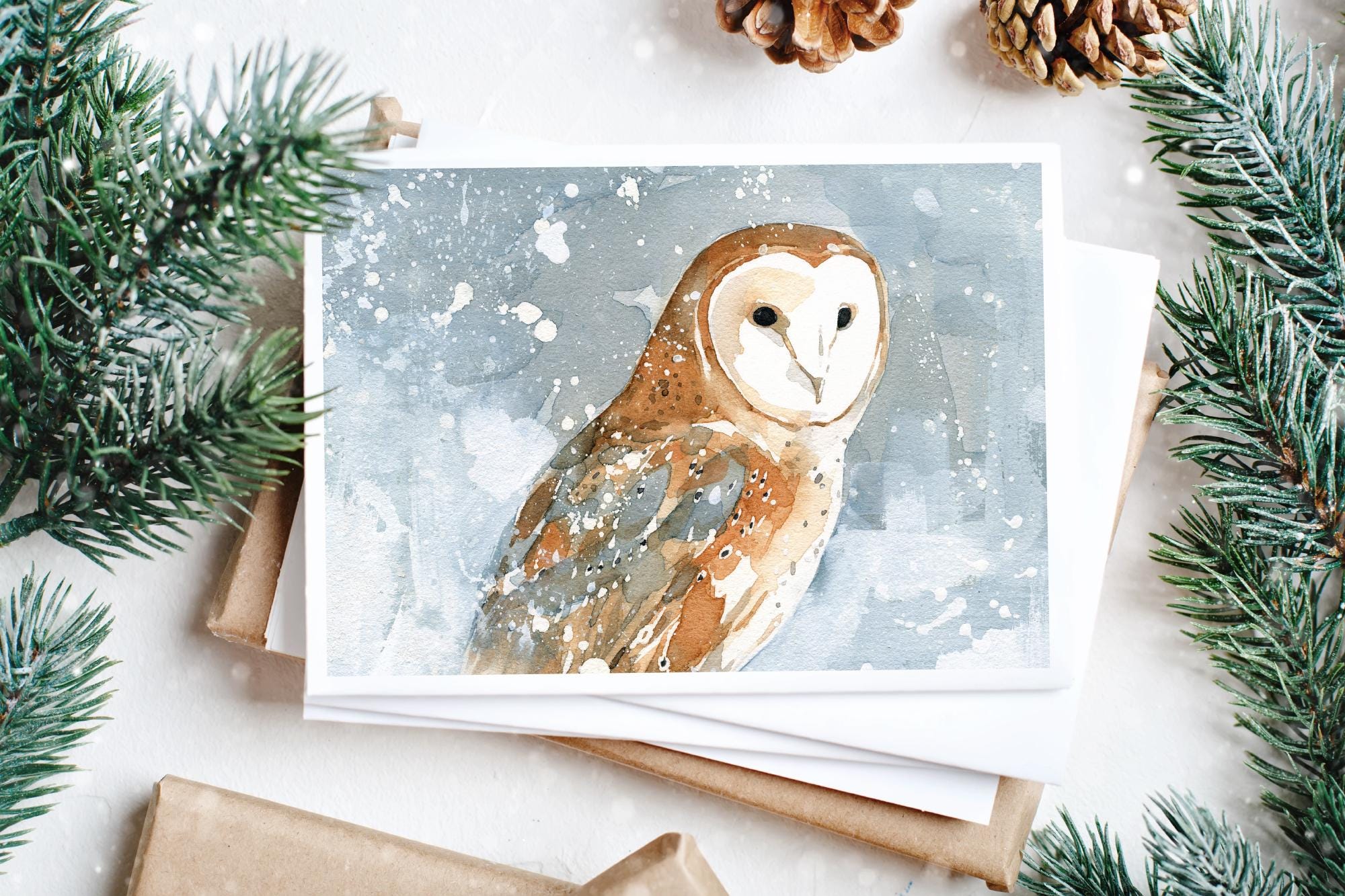 Barn Owl in Snow Card Set