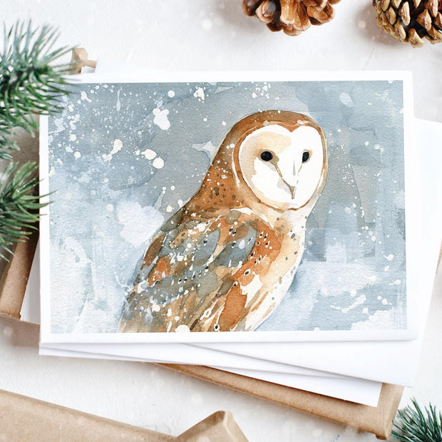 Barn Owl in Snow Card Set