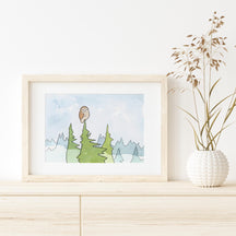 Owl, Pines & Fog Print