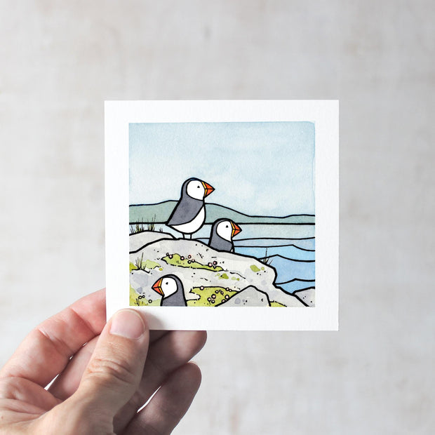 Puffins Watercolor Print