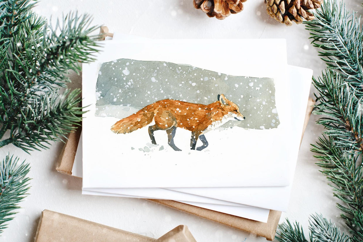 Red Fox in Snow Winter Card
