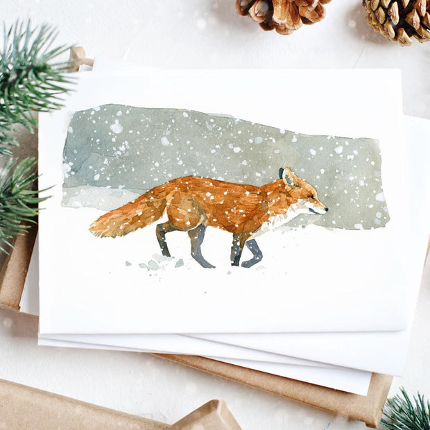Red Fox in Snow Winter Card