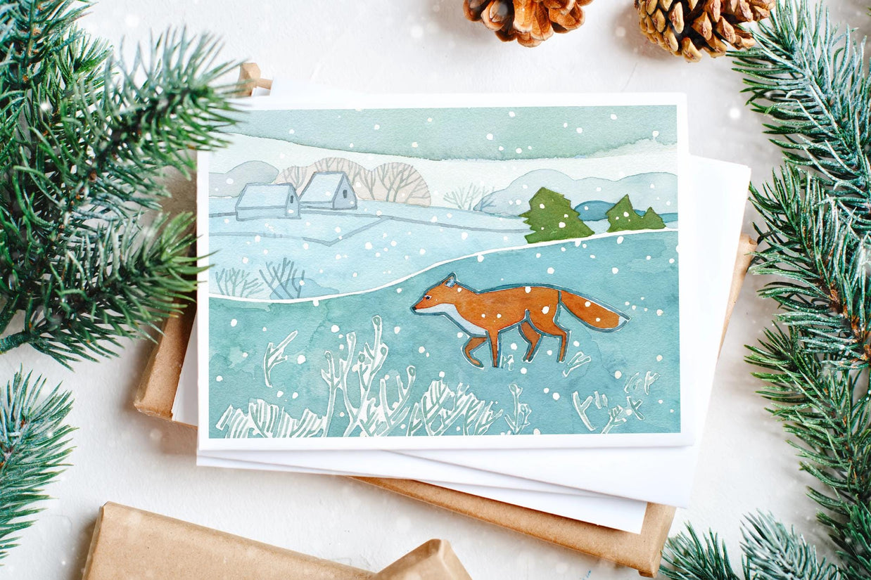 Fox Winter Landscape Card
