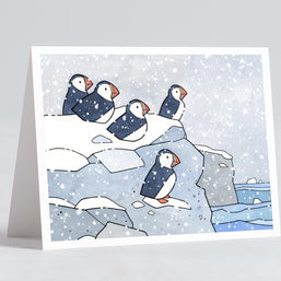 Puffins in Snow Card