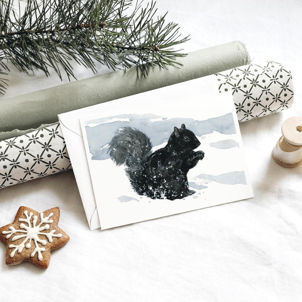 Black Squirrel in Snow Card Set
