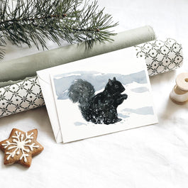 Black Squirrel in Snow Card