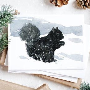 Black Squirrel in Snow Card