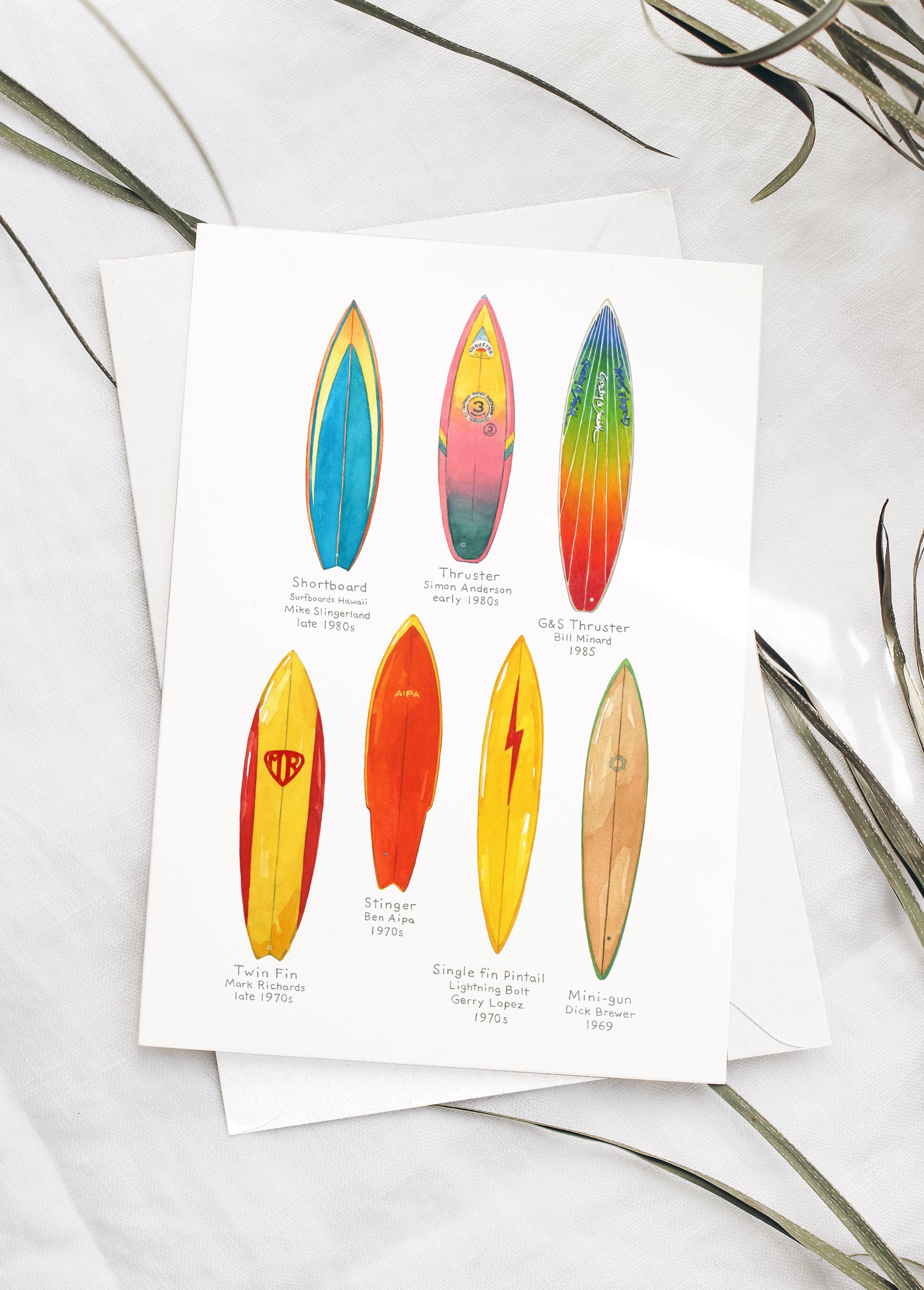 Vintage Surfboards Card: 70s & 80s